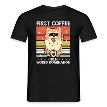 Pomeranian Sunglasses Coffee - Men's T-Shirt - black - Front - AI Model Male 178 light (178cm)