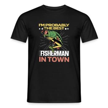 Angler Fishing Bass - Men's T-Shirt - black - Front - AI Model Male 178 light (178cm)