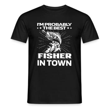 Angler Fishing Bass - Men's T-Shirt - black - Front - AI Model Male 178 light (178cm)