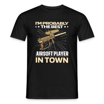 Airsoft drôle - T-shirt homme - noir - Devant - AI Model Male 178 light (178cm)
