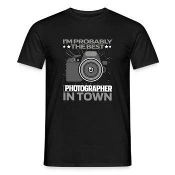 Photographer Photography Camera Funny - Men's T-Shirt - black - Front - AI Model Male 178 light (178cm)