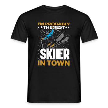 Skiing Apres Ski Fun - Men's T-Shirt - black - Front - AI Model Male 178 light (178cm)