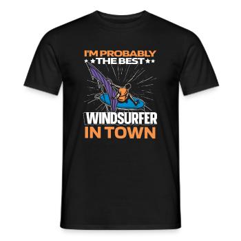 Windsurfing Windsurfer Funny - Men's T-Shirt - black - Front - AI Model Male 178 light (178cm)