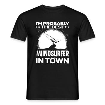 Windsurfen Windsurfer Lustig - Männer T-Shirt - Schwarz - Vorne - AI Model Male 178 light (178cm)
