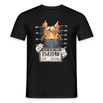 Pferd Reitsport Fahndungsfoto Der Polizei - Männer T-Shirt - Schwarz - Vorne - AI Model Male 178 light (178cm)