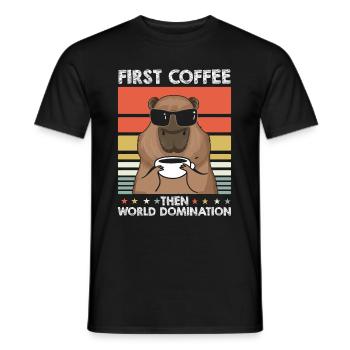 Capybara Wasserschwein Kaffee-Sonnenbrille - Männer T-Shirt - Schwarz - Vorne - AI Model Male 178 light (178cm)