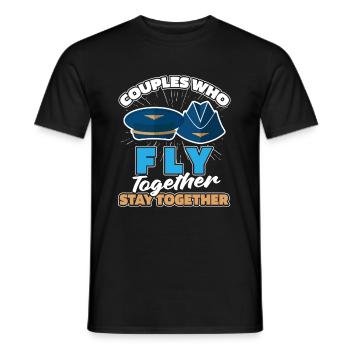 Flugbegleiter Stewardess Paar - Männer T-Shirt - Schwarz - Vorne - AI Model Male 178 light (178cm)