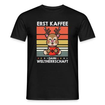 Hirsch Kaffee - Männer T-Shirt - Schwarz - Vorne - AI Model Male 178 light (178cm)