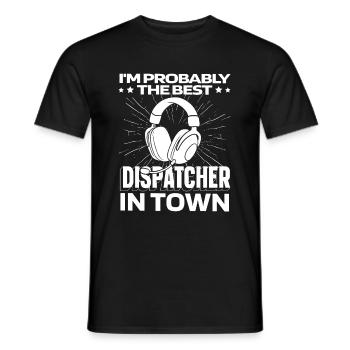 Emergency call control center operations center headset - Men's T-Shirt - black - Front - AI Model Male 178 light (178cm)