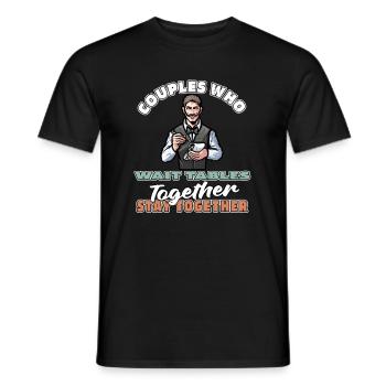 Couple de serveuses serveur - T-shirt homme - noir - Devant - AI Model Male 178 light (178cm)