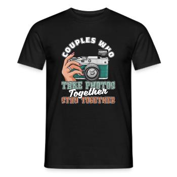 Photographe Photographie Appareil Couple - T-shirt homme - noir - Devant - AI Model Male 178 light (178cm)