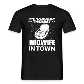 Hebamme Baby - Männer T-Shirt - Schwarz - Vorne - AI Model Male 178 light (178cm)