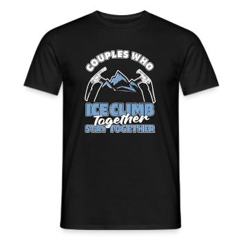 Couple d’escalade sur glace - T-shirt homme - noir - Devant - AI Model Male 178 light (178cm)