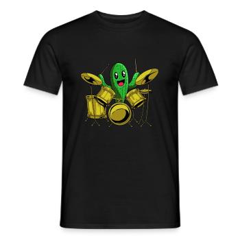 Schlagzeug Drummer Schlagzeuger Kaktus - Männer T-Shirt - Schwarz - Vorne - AI Model Male 178 light (178cm)
