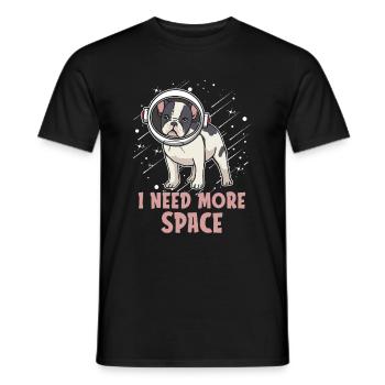 French Bulldog Astronaut I Need More Space - Men's T-Shirt - black - Front - AI Model Male 178 light (178cm)