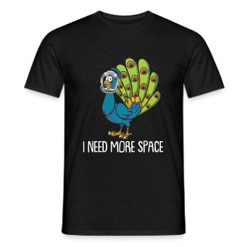 Astronaute Peacock Bird J’ai besoin de plus d’espace - T-shirt homme - noir - Devant - AI Model Male 178 light (178cm)