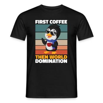 Pinguin Kaffee - Männer T-Shirt - Schwarz - Vorne - AI Model Male 178 light (178cm)