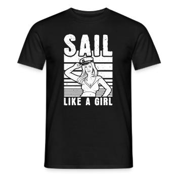 Sailing Sailor Sailboat Girls - Men's T-Shirt - black - Front - AI Model Male 178 light (178cm)