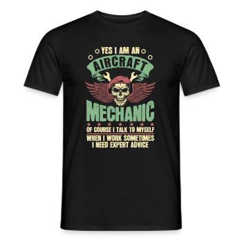 Aircraft mechanic skull - Men's T-Shirt - black - Front - AI Model Male 178 light (178cm)