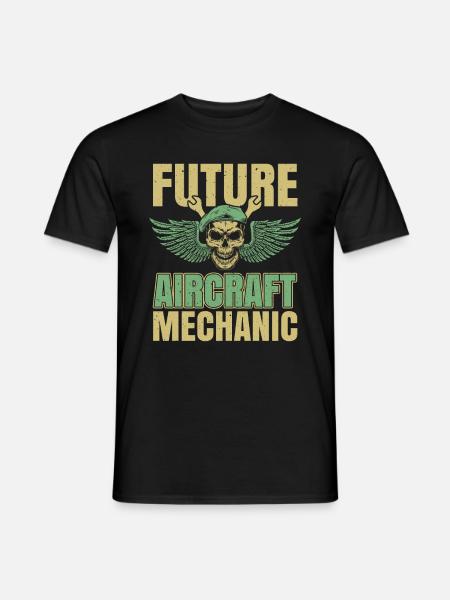 Flugzeug Mechaniker Schädel - Männer T-Shirt - Schwarz