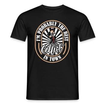 Cello Cellist Humor - Men's T-Shirt - black - Front - AI Model Male 178 light (178cm)