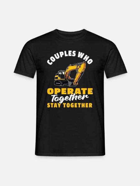 Baggerfahrer Paar - Männer T-Shirt - Schwarz
