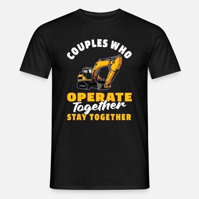 Baggerfahrer Paar - Männer T-Shirt - Schwarz