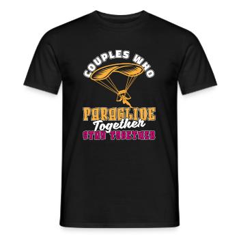Paragliding Paragliding Couple - Men's T-Shirt - black - Front - AI Model Male 178 light (178cm)