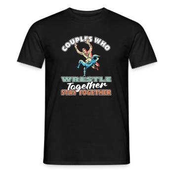 Wrestling Wrestler Couple - Men's T-Shirt - black - Front - AI Model Male 178 light (178cm)