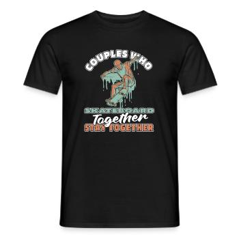 Couple de skateboard - T-shirt homme - noir - Devant - AI Model Male 178 light (178cm)
