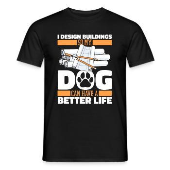 Architecte Architecture Chien - T-shirt homme - noir - Devant - AI Model Male 178 light (178cm)