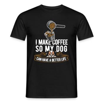 Barista Kaffee Hund - Männer T-Shirt - Schwarz - Vorne - AI Model Male 178 light (178cm)