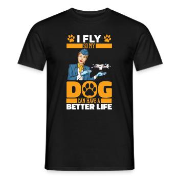 Flugbegleiter Stewardess Hund - Männer T-Shirt - Schwarz - Vorne - AI Model Male 178 light (178cm)