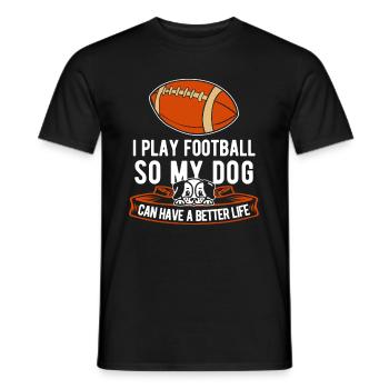 Chien de football américain - T-shirt homme - noir - Devant - AI Model Male 178 light (178cm)