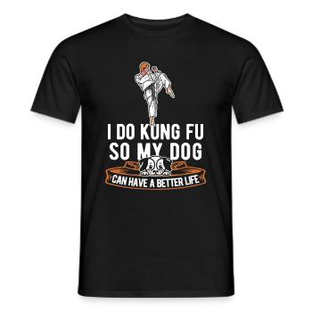 Kung Fu Dog - Men's T-Shirt - black - Front - AI Model Male 178 light (178cm)