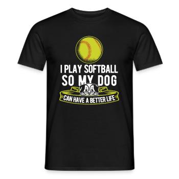 Chien de softball - T-shirt homme - noir - Devant - AI Model Male 178 light (178cm)