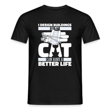 Architect Architecture Cat - Men's T-Shirt - black - Front - AI Model Male 178 light (178cm)