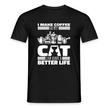 Barista Kaffee Katze - Männer T-Shirt - Schwarz - Vorne - AI Model Male 178 light (178cm)