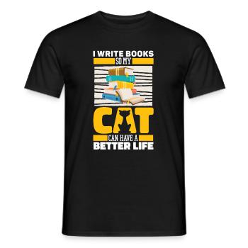 Schriftsteller Autor Katze - Männer T-Shirt - Schwarz - Vorne - AI Model Male 178 light (178cm)