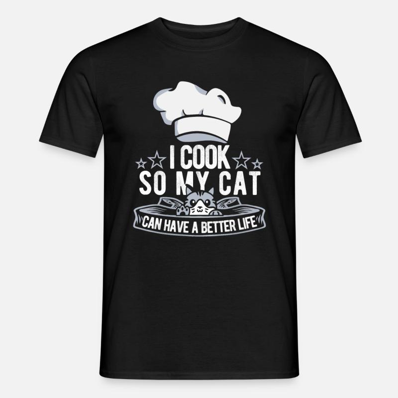 Koch Kochen Katze - Männer T-Shirt - Schwarz