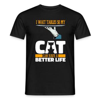 Serveur Serveuse Cat - T-shirt homme - noir - Devant - AI Model Male 178 light (178cm)