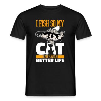 Angler Fishing Cat - Men's T-Shirt - black - Front - AI Model Male 178 light (178cm)