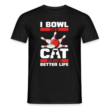 Bowling Bowlen Bowler Katze - Männer T-Shirt - Schwarz - Vorne - AI Model Male 178 light (178cm)
