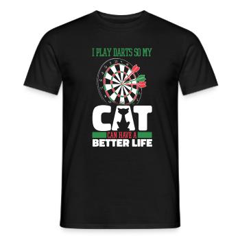 Darts Player Darts Cat - Men's T-Shirt - black - Front - AI Model Male 178 light (178cm)