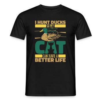 Ente Jagd Entenjagd Katze - Männer T-Shirt - Schwarz - Vorne - AI Model Male 178 light (178cm)