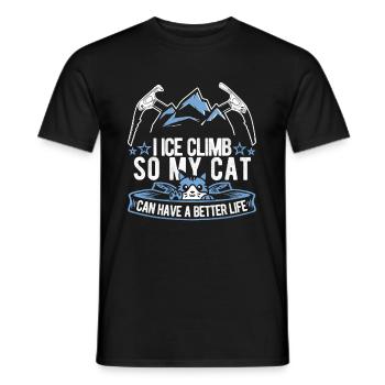 Eisklettern Katze - Männer T-Shirt - Schwarz - Vorne - AI Model Male 178 light (178cm)