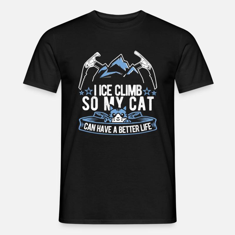 Eisklettern Katze - Männer T-Shirt - Schwarz