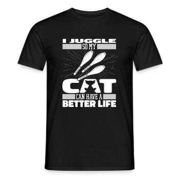 Jonglieren Jongleur Katze - Männer T-Shirt - Schwarz - Vorne - AI Model Male 178 light (178cm)