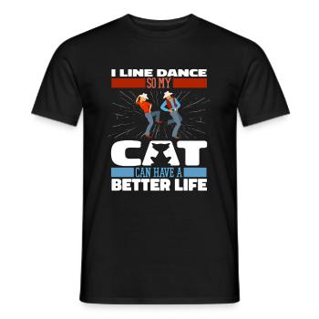 Line Dance Katze - Männer T-Shirt - Schwarz - Vorne - AI Model Male 178 light (178cm)