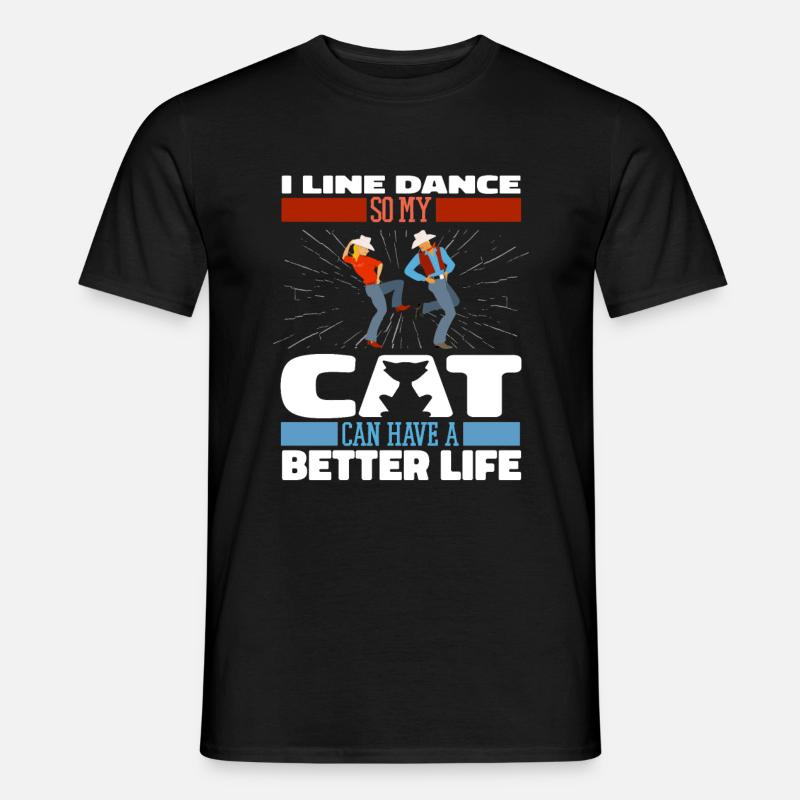 Line Dance Katze - Männer T-Shirt - Schwarz